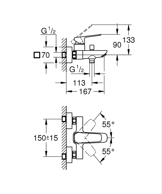 Одноважільний Змішувач для ванни Grohe Cubeo (1018132430) (00145718) - зображення 3