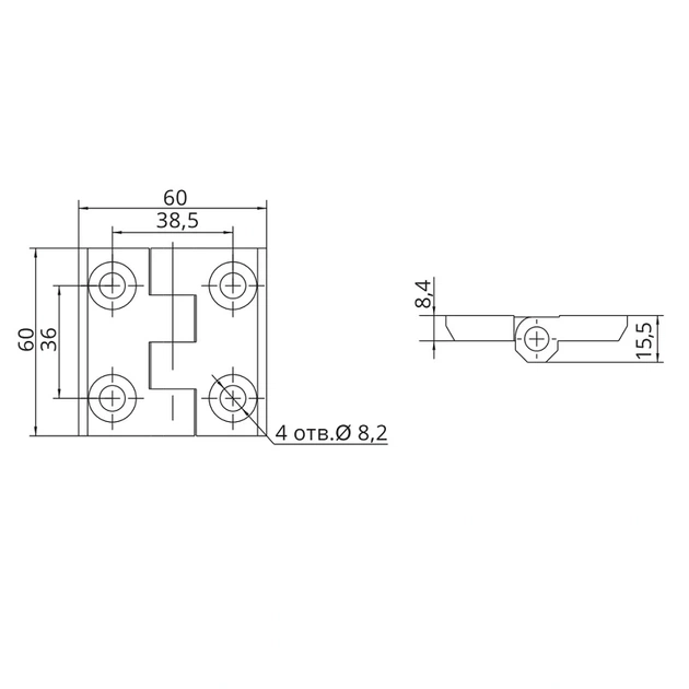 Завіса RZ H1060,1,2,1 накладна 60х60 мм Чорний (00059113) - изображение 3