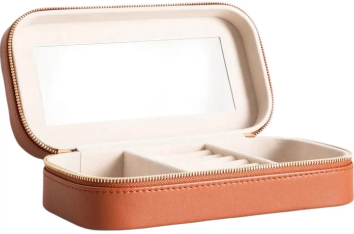 Шкатулка для прикрас Homla Rinas з прошиттям у вигляді ялинки коричнева 20,5x10,5x6 см (5906496752728) - зображення 1