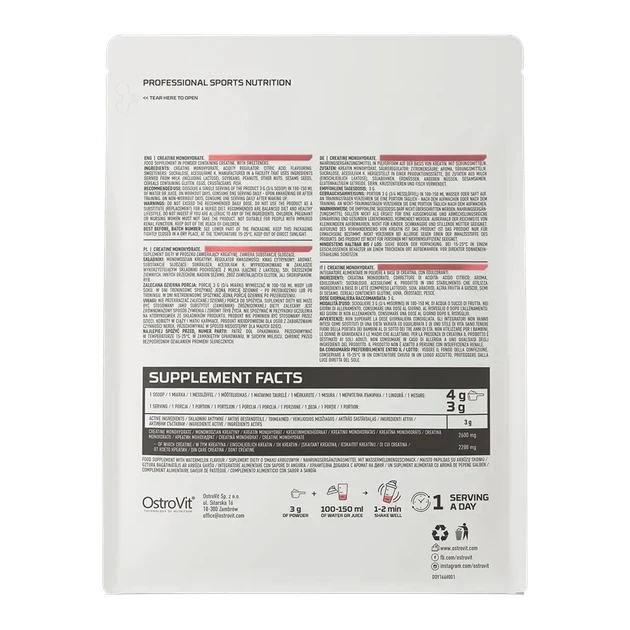 Креатин моногидрат OstroVit Creatine Monohydrate 300 г Арбуз - Фото 3 Креатин моногидрат OstroVit Creatine Monohydrate 300 г Арбуз - изображение 3