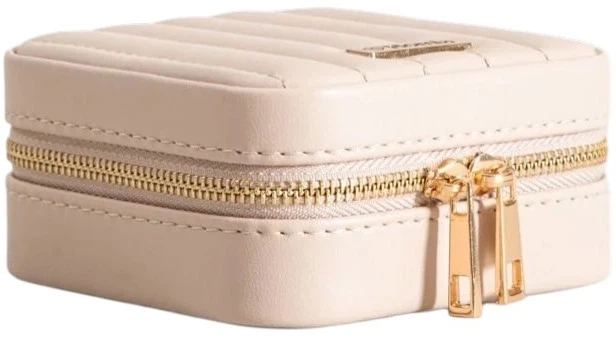 Шкатулка для прикрас Homla Rinas з прошиттям у вигляді полосок бежева 10,5x10,5x5 см (5906496752810) - зображення 3