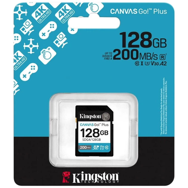Карта памяти Kingston Canvas Go! Plus, 128 Гб. - 637998 - Фото 3 Карта памяти Kingston Canvas Go! Plus, 128 Гб. - 637998 - изображение 3