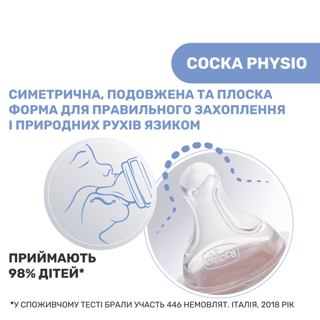 Пляшечка скло Chicco Well-Being Colors, 240мл, соска силікон, 0м+, колір рожевий (28721.11) - Фото 5 Пляшечка скло Chicco Well-Being Colors, 240мл, соска силікон, 0м+, колір рожевий (28721.11) - зображення 5