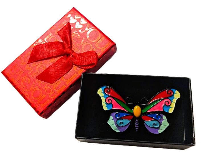 Брошь Бабочка 5,0 см эмаль в подарочной коробке - Фото 1 Брошь Бабочка 5,0 см эмаль в подарочной коробке - изображение 1