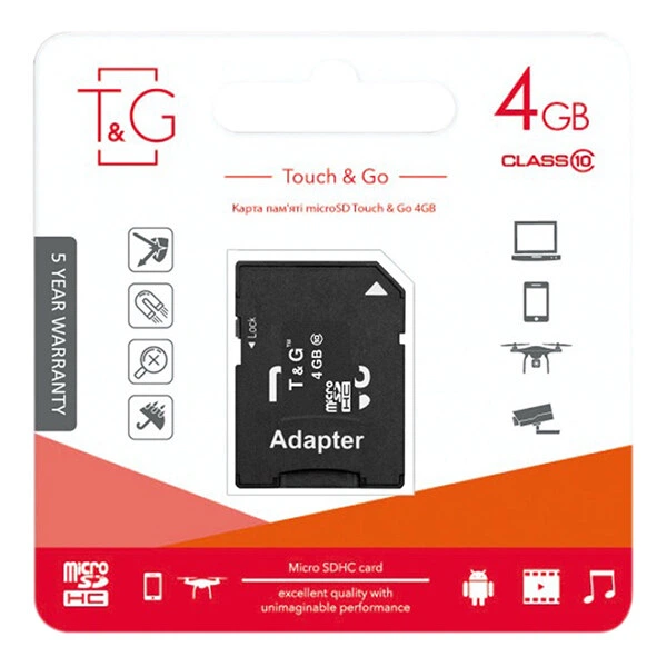 Карта пам'яті microSDHC T&G, 4 Гб. - 263227 - зображення 2