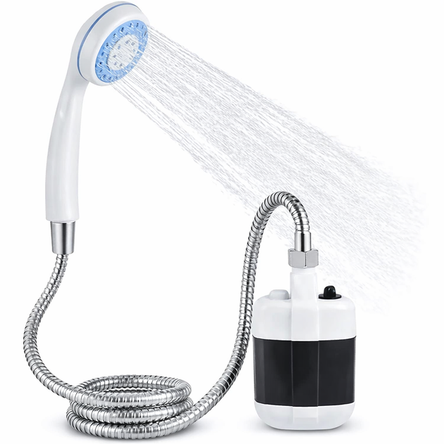 Портативный душ для кемпинга Portable Shower 8х5х13 см летний душ с насосом поток воды 4–5 л мин туристический душ аккумуляторный 2200 мАч Белый - изображение 4