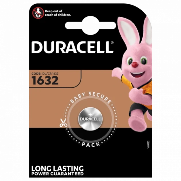 Батарейка литиевая DURACELL CR 1632 для часов, брелока сигнализации - Фото 1 Батарейка литиевая DURACELL CR 1632 для часов, брелока сигнализации - изображение 1