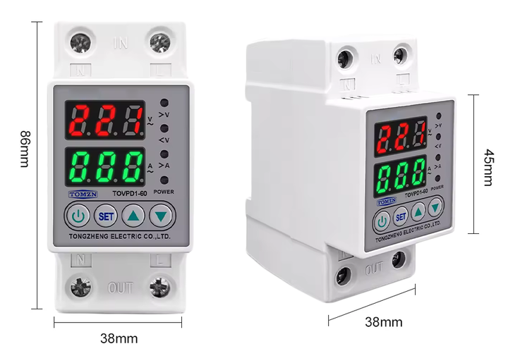 Реле захисту напруги та струму TOMZN TOVPD1-60 63A 230V - зображення 5