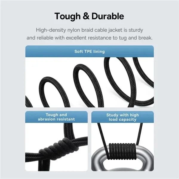 Кабель Baseus Gem Series Fast Charging Data Cable Type-C to Type-C 100W 20V 5A 1м (P10373000111-00) Black - зображення 11