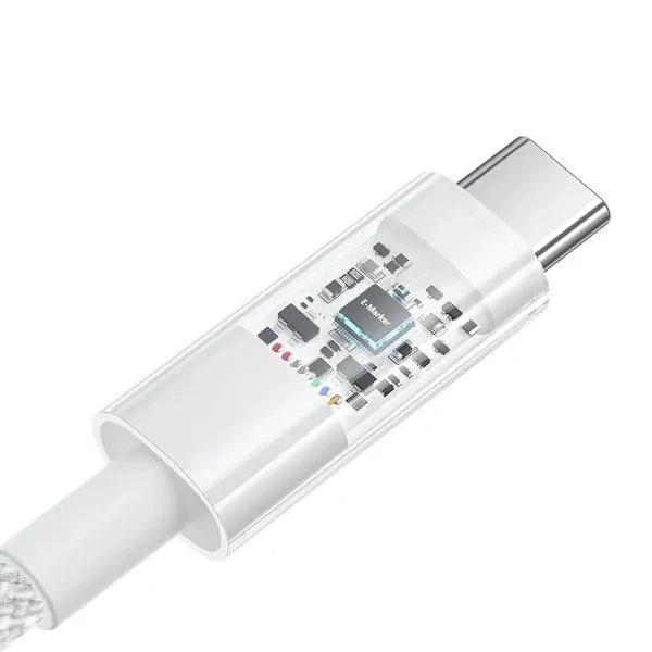 Кабель Baseus Gem Series Fast Charging Data Cable Type-C to Type-C 100W 20V 5A 1м (P10373000211-00) White - зображення 4