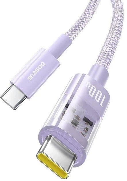 Кабель Baseus Gem Series Fast Charging Data Cable Type-C to Type-C 100W 20V 5A 1м (P10373000511-00) Purple - Фото 2 Кабель Baseus Gem Series Fast Charging Data Cable Type-C to Type-C 100W 20V 5A 1м (P10373000511-00) Purple - зображення 2
