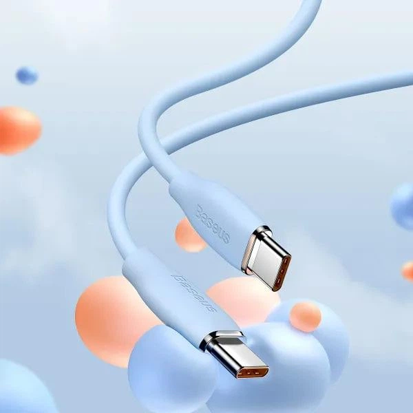 Кабель Baseus Jelly Liquid Silica Gel Fast Charging Data Cable Type-C to Type-C 100W 20V 5A 1.2м (CAGD030003) Blue - Фото 2 Кабель Baseus Jelly Liquid Silica Gel Fast Charging Data Cable Type-C to Type-C 100W 20V 5A 1.2м (CAGD030003) Blue - зображення 2