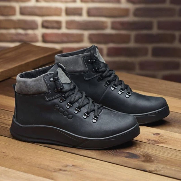 Зимние кожаные спортивные ботинки, кроссовки на меху Nubuck Black 43 (арт. 2763750137) - изображение 3