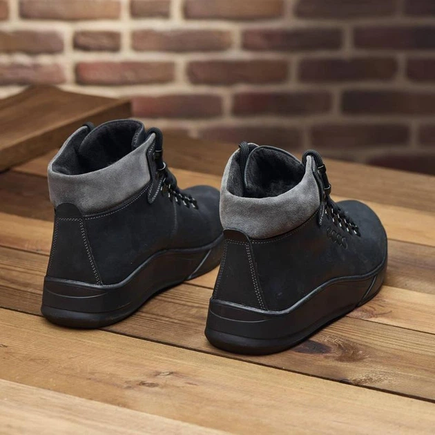 Зимние кожаные спортивные ботинки, кроссовки на меху Nubuck Black 43 (арт. 2763750137) - изображение 6
