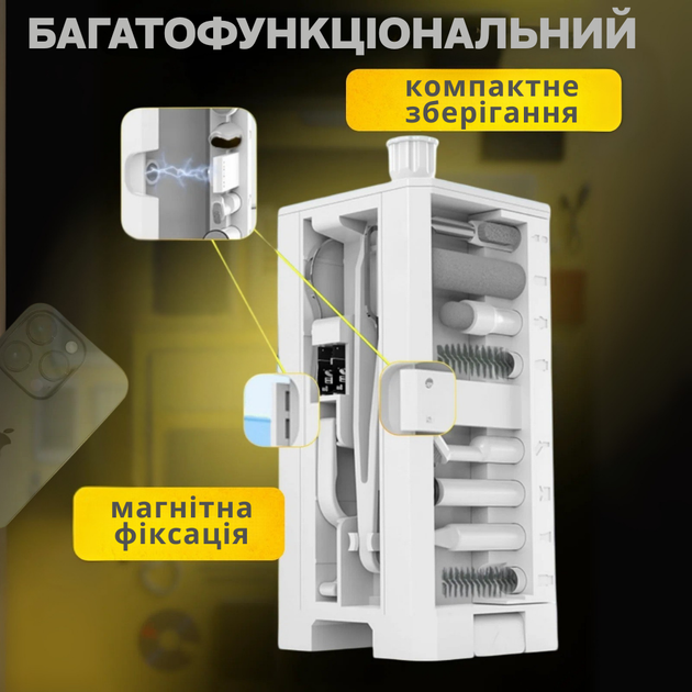Набор для чистки гаджетов в кейсе 32в1 щетки для электроники наушников белый клавиатур JDT-0849354 - изображение 8