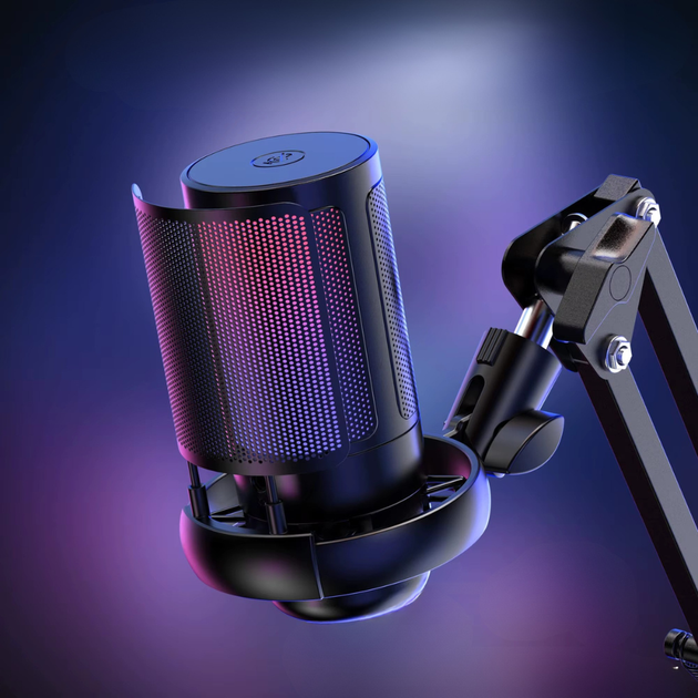 Игровой микрофон для стриминга настольный USB с шумоподавлением RGB подсветкой кардиоида для ПК ноутбука ME6S JDT-0849616 - изображение 2