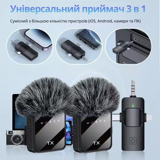 Мікрофони ONELEADER F11-2 бездротові петличні з шумозаглушенням - зображення 7