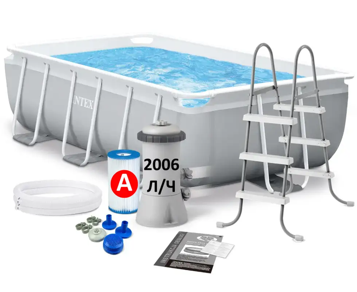 Великий каркасний басейн Intex 26784 Prism Frame Rectangular Pool 300 х 175 х 80 см см на 3539 л з фільтром насосом та сходами - Фото 1 Великий каркасний басейн Intex 26784 Prism Frame Rectangular Pool 300 х 175 х 80 см см на 3539 л з фільтром насосом та сходами - изображение 1
