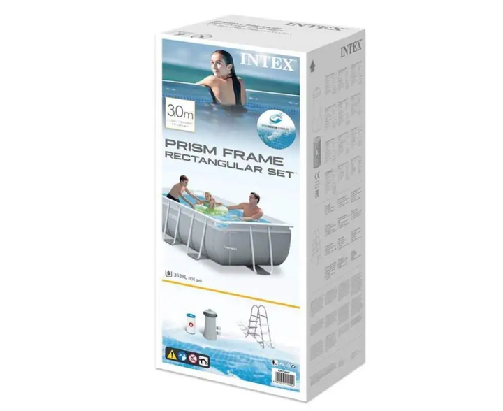 Великий каркасний басейн Intex 26784 Prism Frame Rectangular Pool 300 х 175 х 80 см см на 3539 л з фільтром насосом та сходами - Фото 4 Великий каркасний басейн Intex 26784 Prism Frame Rectangular Pool 300 х 175 х 80 см см на 3539 л з фільтром насосом та сходами - изображение 4