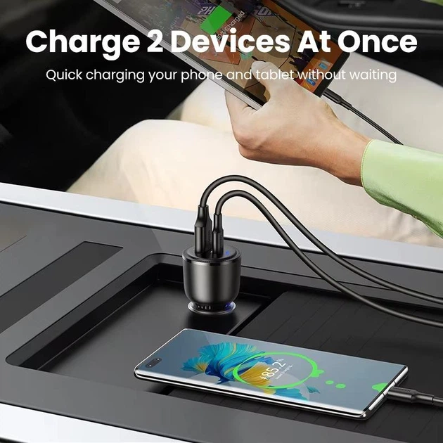 Автомобільний зарядний пристрій Ugreen CD239 63W із портом USB-C PPS-45W USB-A 18W 1C1A Black (90645) - Фото 3 Автомобільний зарядний пристрій Ugreen CD239 63W із портом USB-C PPS-45W USB-A 18W 1C1A Black (90645) - зображення 3