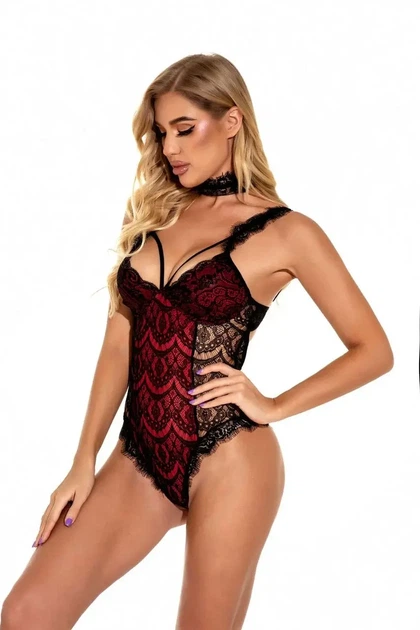 Боди женское прозрачное облегающее 2XL-3XL бордовый (23/69) - Фото 1 Боди женское прозрачное облегающее 2XL-3XL бордовый (23/69) - изображение 1