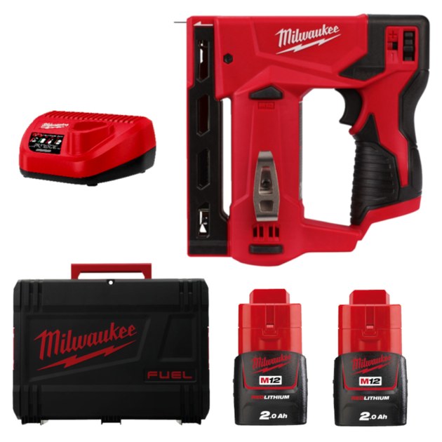 Степлер скобозабивной аккумуляторный MILWAUKEE M12 BST-202X (ЗУ+2акк.Х2ач+HDкейс) - Фото 2 Степлер скобозабивной аккумуляторный MILWAUKEE M12 BST-202X (ЗУ+2акк.Х2ач+HDкейс) - изображение 2