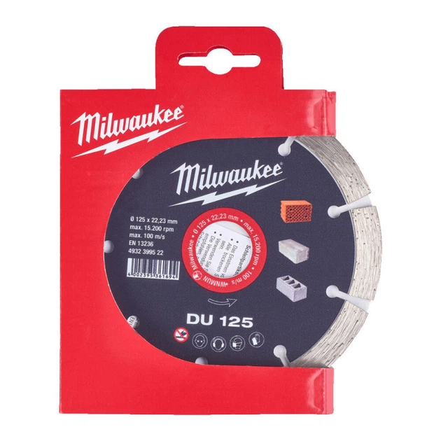 Диск алмазний MILWAUKEE DU 125, діаметр 125мм (цегла, бетон, шлакоблок) - Фото 1 Диск алмазний MILWAUKEE DU 125, діаметр 125мм (цегла, бетон, шлакоблок) - зображення 1