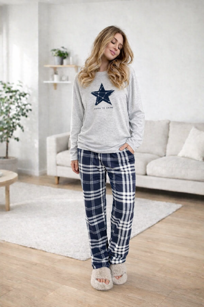 Жіноча піжама комплект Born to Shine штани і лонгслів COSY M Сірий (cosy5177503s2) - Фото 1 Жіноча піжама комплект Born to Shine штани і лонгслів COSY M Сірий (cosy5177503s2) - изображение 1