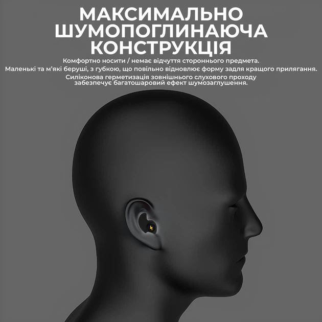 Беруши для сна многоразовые беруши с кейсом защита от храпа выстрелов взрывов беруши для строительных работ Pavlysh BA-44 - Фото 3 Беруши для сна многоразовые беруши с кейсом защита от храпа выстрелов взрывов беруши для строительных работ Pavlysh BA-44 - изображение 3