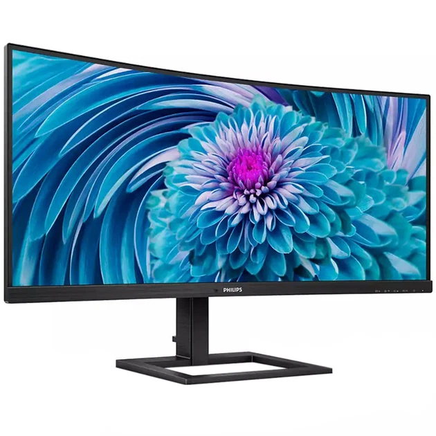 TFT 34' Philips 346E2CUAE, VA, вигнутий, WQHD, DP, HDMI, USB-С, HAS, колонки, чорний - зображення 2