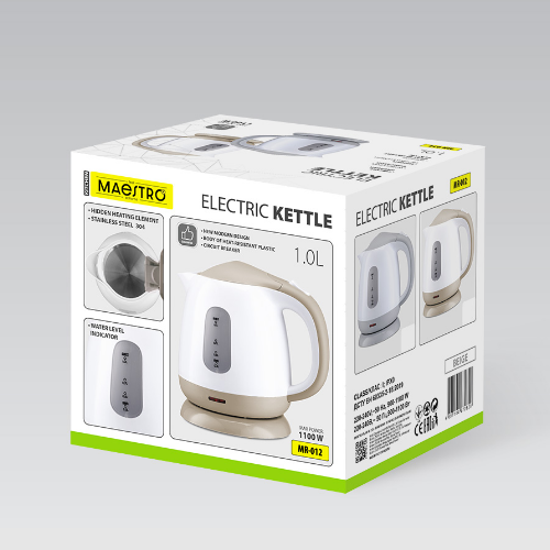 Електрочайник 1л 900-1100W пластик (диск) MR-012-GREY Maestro - зображення 6