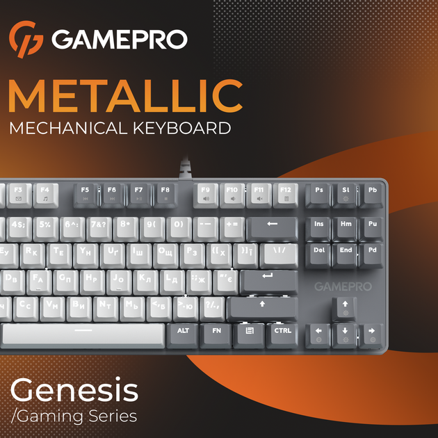 Клавіатура дротова GamePro Genesis Metallic MK110G Outemu Red Switch USB Gray (MK110G) - изображение 7