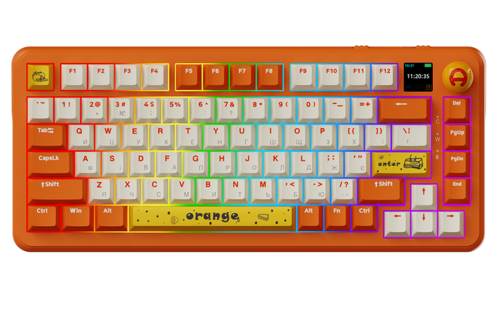 Беспроводная механическая клавиатура Ajazz AK820 MAX Avocado Switch Orange-White Theme-RGB--With Screen - Фото 2 Беспроводная механическая клавиатура Ajazz AK820 MAX Avocado Switch Orange-White Theme-RGB--With Screen - изображение 2