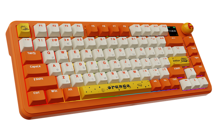Беспроводная механическая клавиатура Ajazz AK820 MAX Avocado Switch Orange-White Theme-RGB--With Screen - Фото 6 Беспроводная механическая клавиатура Ajazz AK820 MAX Avocado Switch Orange-White Theme-RGB--With Screen - изображение 6