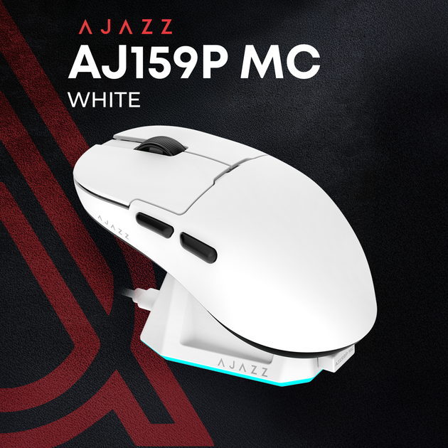 Ігрова бездротова миша Ajazz AJ159P MC -3 Mod-White-3311 Charging Dock - изображение 5