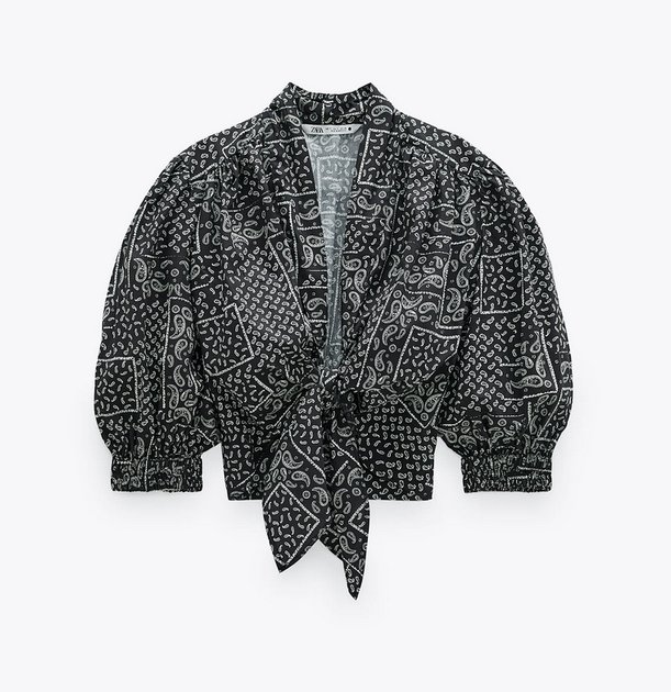 Укорочена жіноча блузка Zara з рукавами, що зав'язуються в пучок XL 4043/265/800 (XL) - Фото 2 Укорочена жіноча блузка Zara з рукавами, що зав'язуються в пучок XL 4043/265/800 (XL) - изображение 2