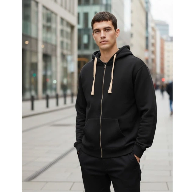 Чоловічий бавовняний чорний класичний світшот Zara з капюшоном M 0257/300/800 (M) - изображение 2