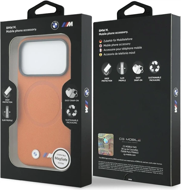 Etui plecki BMW M FW Logo Metal MagSafe do Apple iPhone 17 Pro Orange (BMHMP17L25PFWSMO) - obraz 8