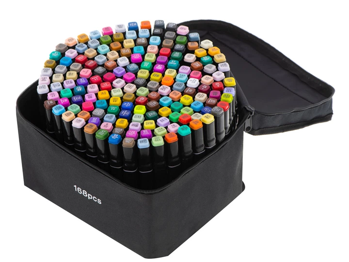 Набір маркерів двосторонніх KIK Спиртові в футлярі 168 шт (5903039731059) - зображення 10