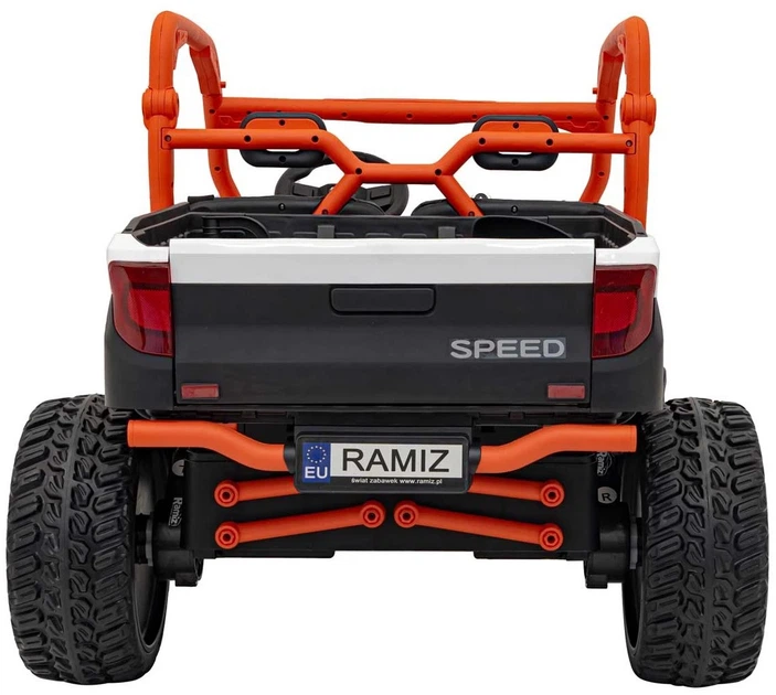 Samochód elektryczny dla dzieci Farmer Truck UTV Racing 2-osobowy Biało-pomarańczowy (5903864944082) - obraz 4