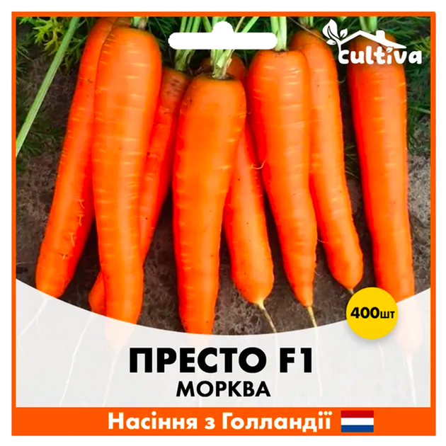 Голландские семена Hazera Морковь Престо F1 нантского типа 400 шт - Фото 3 Голландские семена Hazera Морковь Престо F1 нантского типа 400 шт - изображение 3