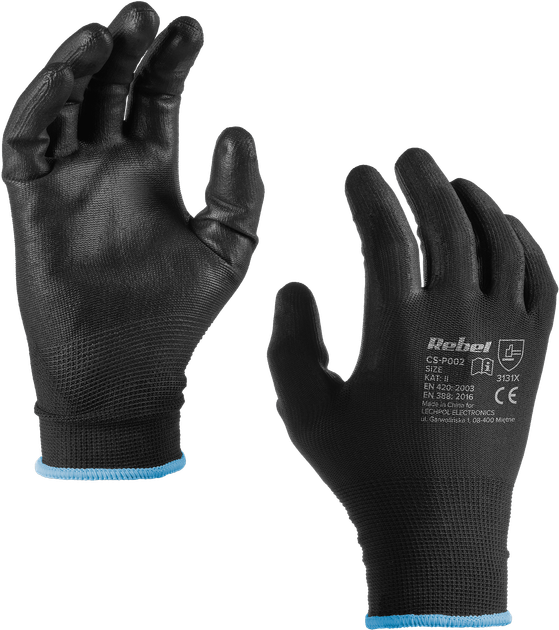Рукавиці робочі Rebel Electro CS-P002 поліуретанові розмір 9 L 12 шт. (5901890114639) - зображення 2