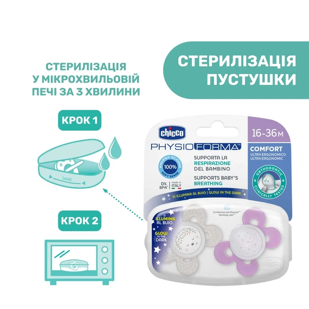 Пустышка Chicco Physio Comfort, силикон, 16-36 мес., 2 шт., Розовый - Фото 12 Пустышка Chicco Physio Comfort, силикон, 16-36 мес., 2 шт., Розовый - изображение 12