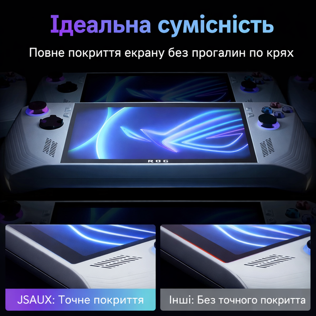 Защитное стекло JSAUX для ASUS ROG Ally, ROG Ally X, ROG Xbox Ally, MSI Claw A1M 9H с рамкой для наклеивания Глянцевое - изображение 3