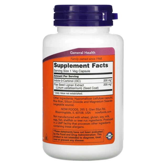 Індол-3-карбінол Now Foods (Indole-3-Carbinol) 200 мг 60 капсул (NOW-03056) - изображение 2
