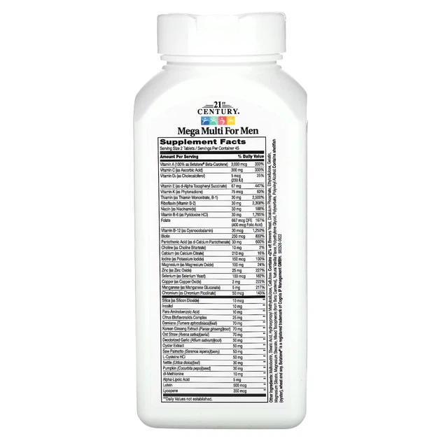 Вітаміни для чоловіків (Mega Multi) 90 таблеток (CEN-22658) - изображение 2