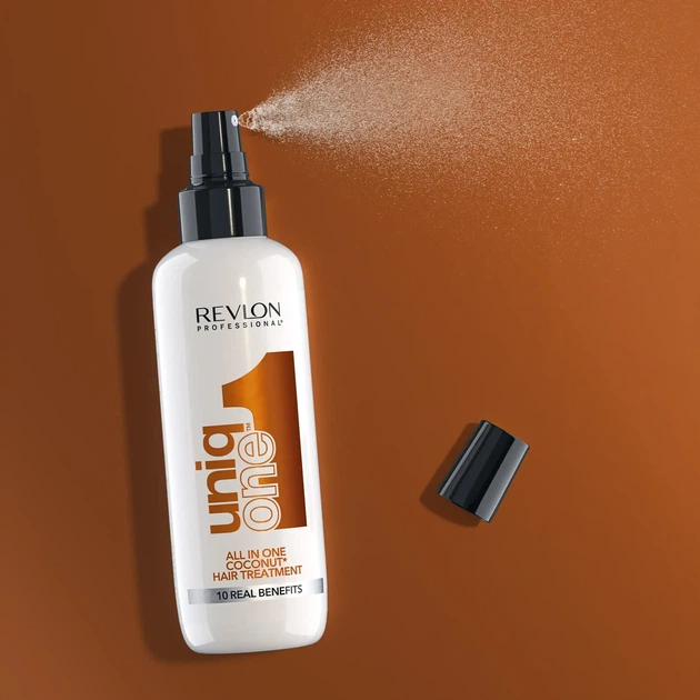 Незмивна спрей-маска для волосся з ароматом кокоса Revlon Professional Uniq One All in One Coconut Hair Treatment, 150 мл - зображення 3