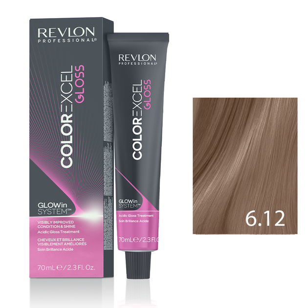 Безаміачна фарба кислотний тонер для волосся Глос 6.12 Темний грейдж Revlon Professional Color Excel Gloss 70 мл - зображення 2
