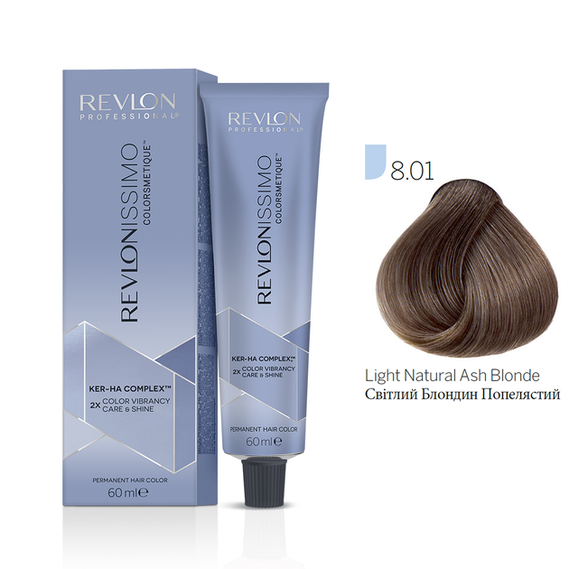 Фарба для волосся 8.01 Світлий блонд натурально-попелястий Revlon Professional Revlonissimo Colorsmetique 60 мл - Фото 1 Фарба для волосся 8.01 Світлий блонд натурально-попелястий Revlon Professional Revlonissimo Colorsmetique 60 мл - зображення 1