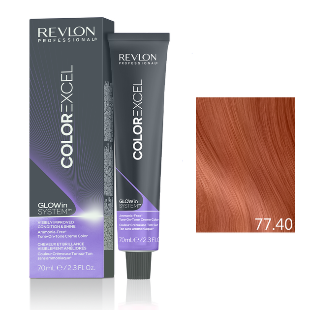 Безаммиачная краска Тон в Тон 77.40 Интенсивный медный блонд Revlon Professional Color Excel 70 мл - изображение 2